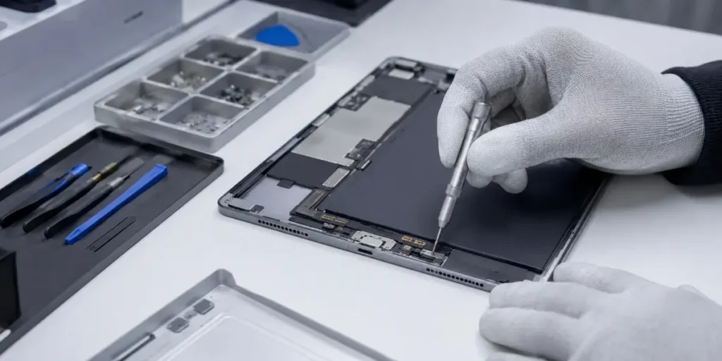 repairing the charging port of a tablet at iCrack Merthyr Tydfil.